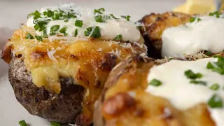 Garlic confit butter twice baked potatoes (jacket potatoes) - ASMR