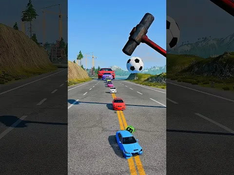Colorful Mini to Big Giant Cars vs Big Hammer! 😱 - BeamNG.Drive