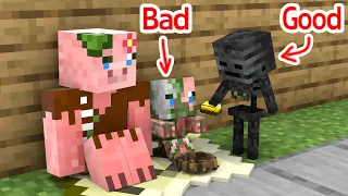Bad Baby Zombie Pigman and Good Baby Wither Skeleton - Minecraft Animation
