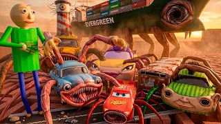 BALDI vs ALL CAR EATERS RUMI HUGGY MCQUEEN and CRABTANIC in Garry`s Mod Ep.3