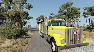 Full screen mixer truck driver bollard crash - BeamNG.drive