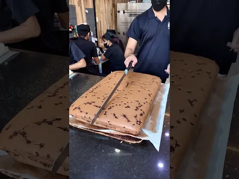 Giant Castella Chocolate Cake Cutting