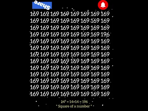 Brain challenge: Find 196 #peheli #500k #ytshorts #ig #yt #1k #gk #edm #riddles #puzzle #shorts #iq