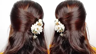 Tried This Elegant Open Hairstyle With Slide Comb Clip | How To Use Comb Clips | Flower Hairstyles