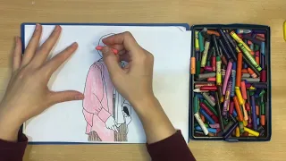 Color the picture of the girl turning her face away
