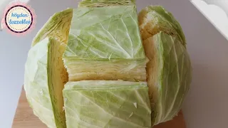 ‼️LAHANAYI BU ŞEKİLDE KESİN VE PİŞİRİN‼️PRATİK YÖNTEMİYLE LAHANA DOLMASI TARİFİ✅