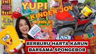 BERBURU HARTA KARUN JAJANAN YUPI, KINDER JOY, UPIN IPIN, BOBOIBOY | Wow.. Spongebob Naik Mobil
