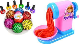 Satisfying Video l How to make Rainbow Noddles From Mesh Slime and Ball Cutting ASMR