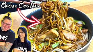 How Chinese Chefs cook CHICKEN CHOW MEIN 🍜 Mum and Son professional chefs cook