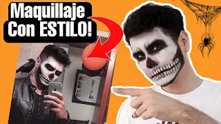 🎃 El Mejor MAQUILLAJE de CALAVERA Para HOMBRES (2024) para Halloween Catrin con PINTUCARITAS