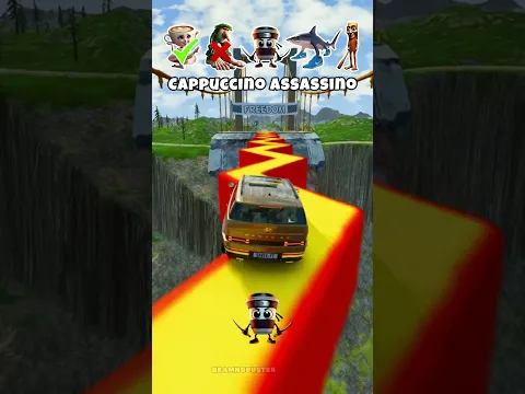 Italian Brainrot Car Jump Challenge with Tung Tung Sahur, Tralalero Tralala #italianbrainrot