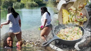 Outdoor Cooking Jamaican Breakfast | River Bath