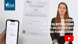 QR code antifalsificazione in tutti gli attestati di Vega Formazione