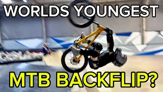 Will he do the WORLDS YOUNGEST MTB FLIP?!?