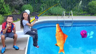 Toy Fishing Fun: Heidi Imaginary Adventure with Toy Fish