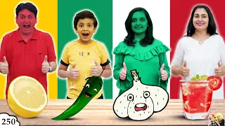 1 COLOUR FOOD EATING Challenge | Ep 250 | Red Green White Yellow food | Aayu and Pihu Show