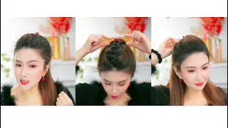 Hairstyle 2025 || Simple n easy hairbun hairstyle || easy party hairstyles || hairstyle for girls