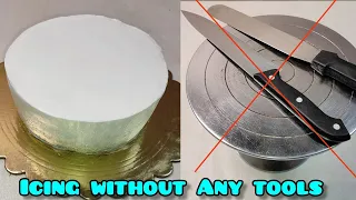 BINA PALETTE KNIFE, TURNING TABLE OR NORMAL KNIFE SE GHAR ME KARE EKDAM PERFECT EDGE WALI ICING