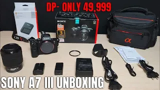 Sony A7iii With kit lens Unboxing | Sony a7iii Unboxing | Sony A7 3 Unboxing In Hindi | Sony 50 MM