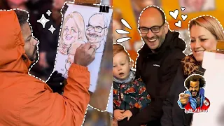 When families come together for an eternal memory caricature in fine lines