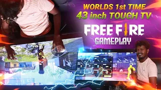 43" TOUCH TV PLAYING FREE FIRE GAMEPLY👌👌| Worlds 1 st time 43" display gameplay|| RUN GAMING TAMIL😍
