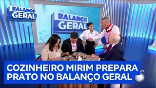 Mini Chef Mirim cozinha para apresentadores da Rede Record 🍽️👨‍🍳😉 #BalançoGeral #HoraDaVenenosa