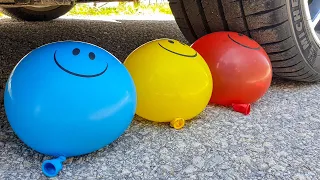 Crushing Crunchy & Soft Things by Car! EXPERIMENT CAR vs WATER SMILE BALLOONS
