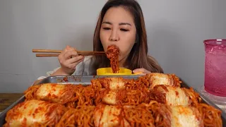 ASMR SPICIEST KIMCHI IN THE WORLD WRAPPED NUCLEAR FIRE NOODLES l Eating Sounds