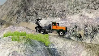 cement truck driver fall from mountain - BeamNG Drive