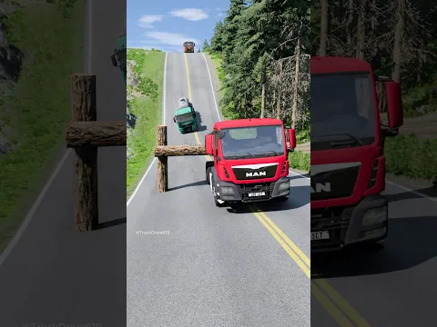 Mixed trucks vs log trap #beamngdrive #india #automobile #shortvideo #shorts #truck #usa #beamng