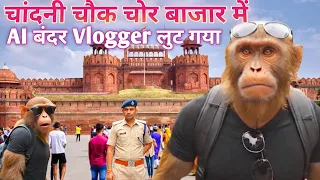 चोर बाज़ार में बंदर की जेब कट गई 😭💔 | भागा जेबकतरा, पीछे पड़ा व्लॉगर! 😂 | @KrishnaKeshavVFX