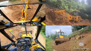jcb 3dx super digging foundation for construct house on the roadside