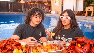 SEAFOOD BOIL MUKBANG IN THE POOL