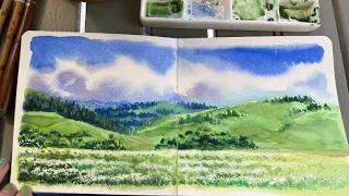 Easy watercolor ideas for beginners|    EASY  Watercolor Landscape|   step by step |Clouds Mountains