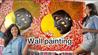 How to paint lord Buddha on wall #wallpainting #art #painting #trending #homedecor #diy #viralvideo