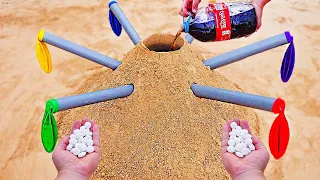 Big Volcano Eruption from Coca Cola, Fanta, Mirinda, 7up, Sprite, Chupa Chups and MENTOS