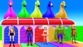 3d Animation Game | Playing as Superheroes in Long Slide Game