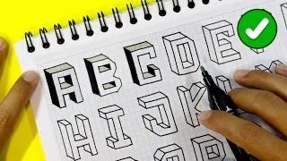 🟢 How To Draw Alphabet Lettering A - Z in 3D Easy Simple For Beginners  - Easy Art
