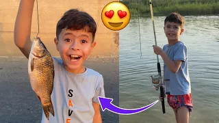 علمت بلونه صيد السمك 🐟😍 صاد اكبر سمكه 😦