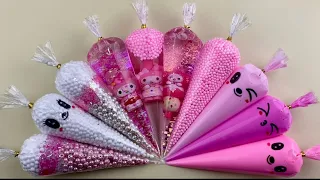 Making Super Noisy My Melody Crunchy Slime With Beautiful Piping Bags | Asmr Slime Video #0356