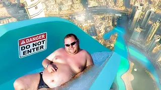 he couldn't escape this water slide..