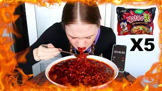 Korean 5x Spicy Fire Noodle Stew Challenge