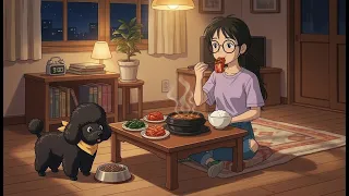 Cozy Solo Living After Work: Making Heartwarming Doenjang-jjigae with My Dog | Ghibli-Style ASMR