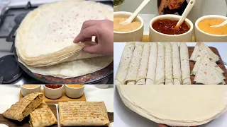 كلشي ساهل وسريع 👌خبز التاكوس او الترتيلا دفعة وحدا صلصات مرافقة لتاكوس والسندويتشات سهلة واقتصادية
