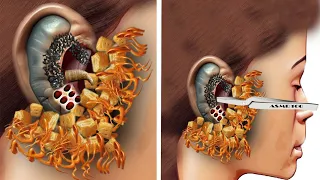 ASMR Remove Worm l Dirty Ear Cleaning & Wax Removal l 耳から虫を取り除く