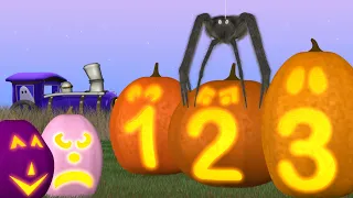 Halloween Numbers, Colors, and Shapes with Pumpkins and Trains