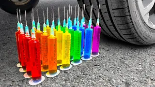 The Best compilation of Crushing things with Car wheel ASMR | Car vs Giant balloons with toothpaste
