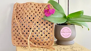 Bolso a crochet en rafia - Bandolera (Versión Diestra)