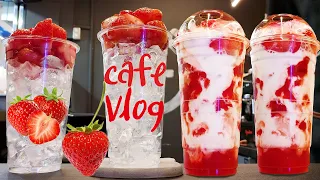 🍓🍓대놓고 딸기 우유!🍓🍓 오늘 하루만 공개 🍓 Exclusive Strawberry Milk! 🍓 Only for Today!/ cafe vlog  /  real sound
