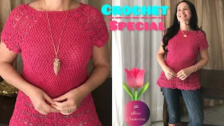 Clase completa de blusa a crochet 🌷Ajustable a Todas las Tallas y Tipos de Cuerpo❤️